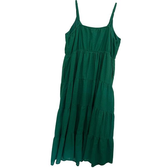 Torrid Green Textured Tiered Maxi Dress Sleeveless Adjustable Strap Boho Prairie - Picture 4 of 14